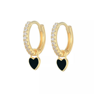 Planet Gates 2 CANNER Heart Cute Candy Neon Color Silver Golden Color Hoop Earrings Enamel Heart Charm Drop Earring For Girls Party Jewelry