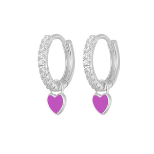 Planet Gates 2 CANNER Heart Cute Candy Neon Color Silver Golden Color Hoop Earrings Enamel Heart Charm Drop Earring For Girls Party Jewelry