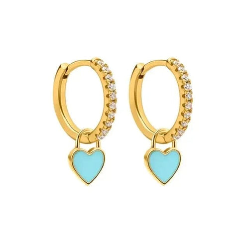 Planet Gates 2 CANNER Heart Cute Candy Neon Color Silver Golden Color Hoop Earrings Enamel Heart Charm Drop Earring For Girls Party Jewelry