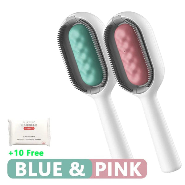 Planet Gates 2 Combs / For Long Hair Pet 3-in-1 Cat Brush Long Hair Remover Brush for Dog Cat Silicone Pet Grooming Comb with Wipe and Water Tank Pet Product Accessories
