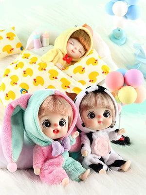 Planet Gates 2 dolls / CHINA Ob11 Bjd Doll Accessories Bed Bodysuit Obitsu 11 Clothes Dolls For Girls Boy Toys Baby Kawaii Anime Toy items Pajama Miniature