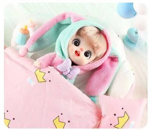 Planet Gates 2 dolls / CHINA Ob11 Bjd Doll Accessories Bed Bodysuit Obitsu 11 Clothes Dolls For Girls Boy Toys Baby Kawaii Anime Toy items Pajama Miniature