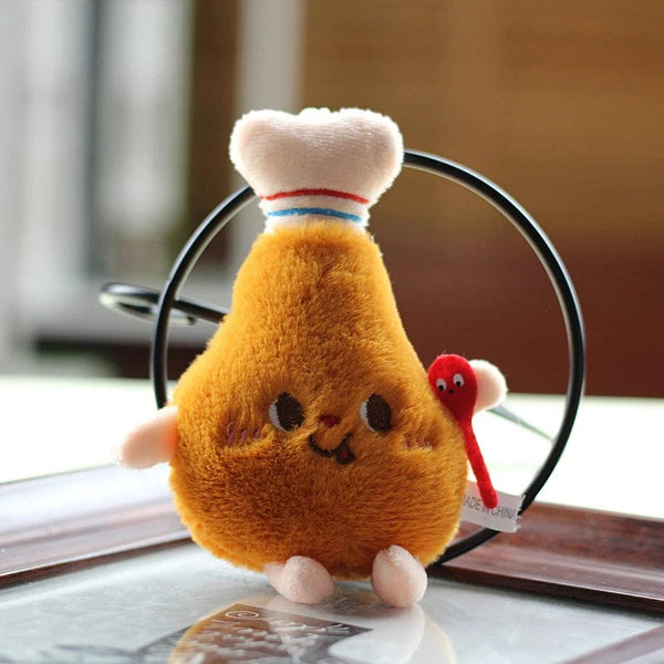 Planet Gates 2 Hamburg Hot Dog Fries Bread Drumsticks Plush Pendant Keychain Creative Cartoon Bag Decoration Car Key Accessories For Girl Gift
