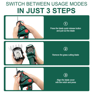 Planet Gates 2 IN 1 Cordless Electric Hedge Trimmer Lawn Mower Household Shrub Weeding Pruning Mower Garden Tools for Makita 18V Battery