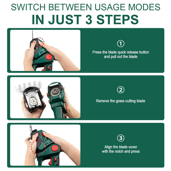 Planet Gates 2 IN 1 Cordless Electric Hedge Trimmer Lawn Mower Household Shrub Weeding Pruning Mower Garden Tools for Makita 18V Battery