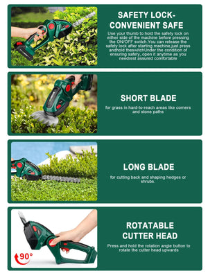 Planet Gates 2 IN 1 Cordless Electric Hedge Trimmer Lawn Mower Household Shrub Weeding Pruning Mower Garden Tools for Makita 18V Battery