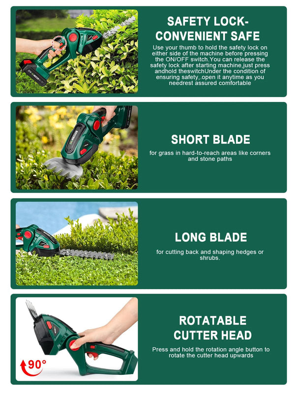 Planet Gates 2 IN 1 Cordless Electric Hedge Trimmer Lawn Mower Household Shrub Weeding Pruning Mower Garden Tools for Makita 18V Battery