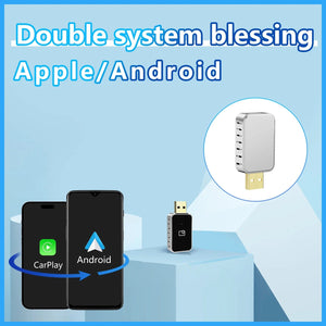 Planet Gates 2 IN 1 MINI Wireless Carplay 2 IN 1 Adapter Auto Wired To Wireless Carplay Android Auto USB AI Box Plug And Play Suitable For OEM Car
