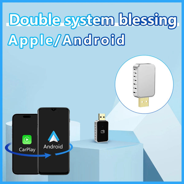 Planet Gates 2 IN 1 MINI Wireless Carplay 2 IN 1 Adapter Auto Wired To Wireless Carplay Android Auto USB AI Box Plug And Play Suitable For OEM Car