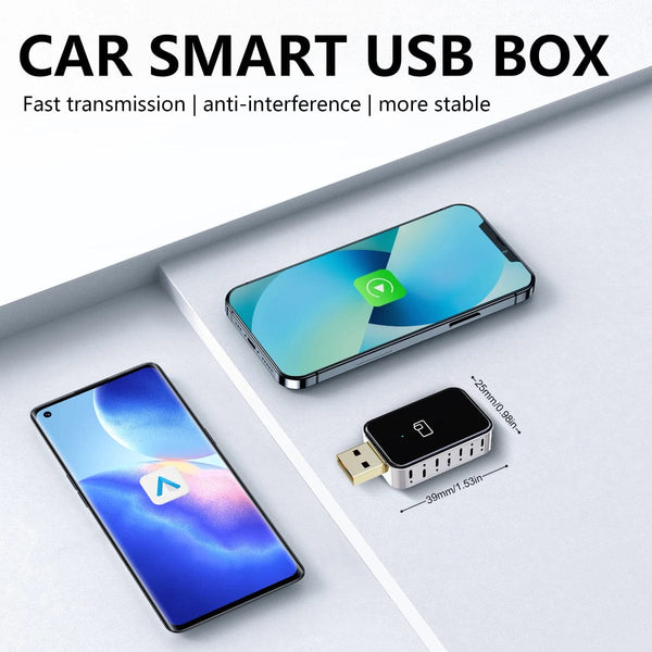 Planet Gates 2 IN 1 MINI Wireless Carplay 2 IN 1 Adapter Auto Wired To Wireless Carplay Android Auto USB AI Box Plug And Play Suitable For OEM Car