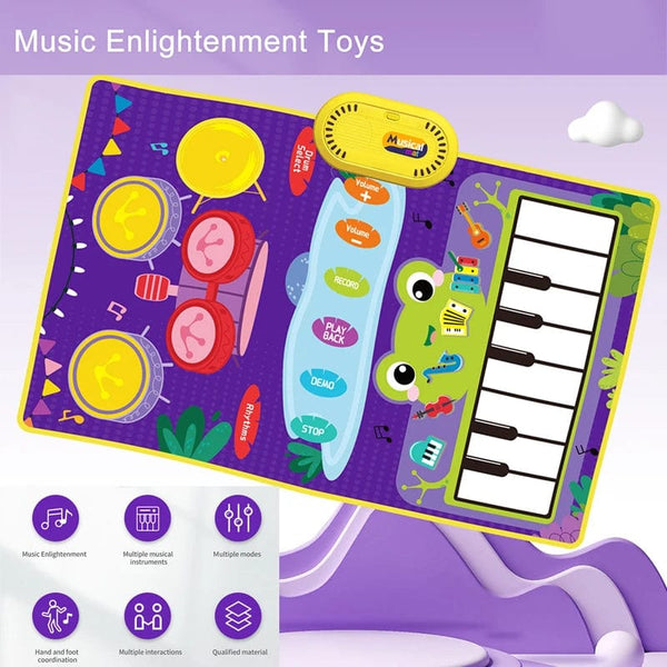 Planet Gates 2 In 1 Piano Mat for Kids Piano Keyboard & Jazz Drum Music Touch Play Carpet Baby Toddlers Music Instrument Education Toys Gift