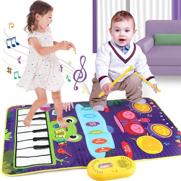 Planet Gates 2 In 1 Piano Mat for Kids Piano Keyboard & Jazz Drum Music Touch Play Carpet Baby Toddlers Music Instrument Education Toys Gift