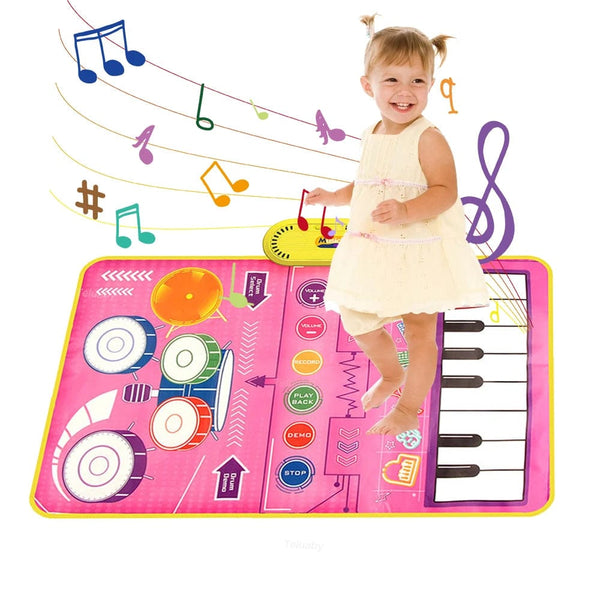 Planet Gates 2 In 1 Piano Mat for Kids Piano Keyboard & Jazz Drum Music Touch Play Carpet Baby Toddlers Music Instrument Education Toys Gift