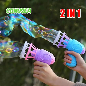Planet Gates 2 IN 1 Soap Bubbles Machine Bubble Gun Creative Bubble In Bubble Toys Blower Maker Outdoor Party Games Toys for Kids Boys Girls