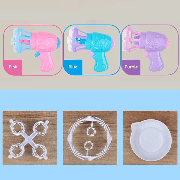 Planet Gates 2 IN 1 Soap Bubbles Machine Bubble Gun Creative Bubble In Bubble Toys Blower Maker Outdoor Party Games Toys for Kids Boys Girls