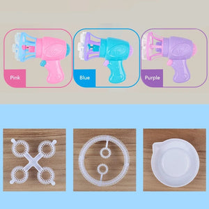 Planet Gates 2 IN 1 Soap Bubbles Machine Bubble Gun Creative Bubble In Bubble Toys Blower Maker Outdoor Party Games Toys for Kids Boys Girls