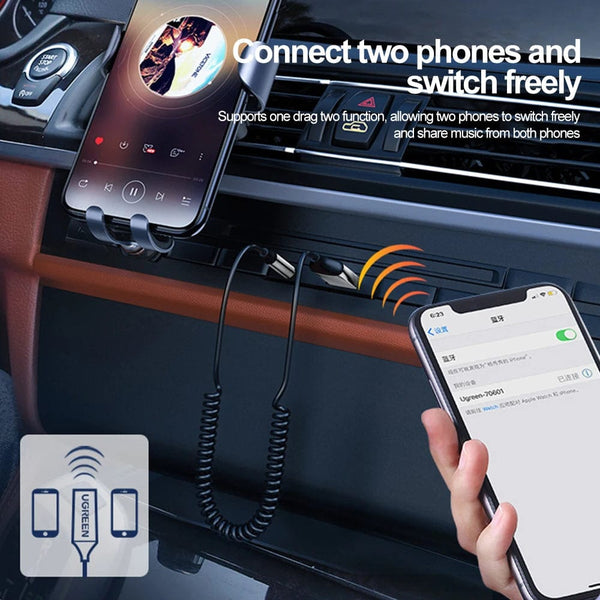 Planet Gates 2 In 1 Wireless Transmitter Bluetooth 5.0 Receiver USB To 3.5mm Jack Car Music Audio AUX Car Bluetooth Adapter Handsfree Kit