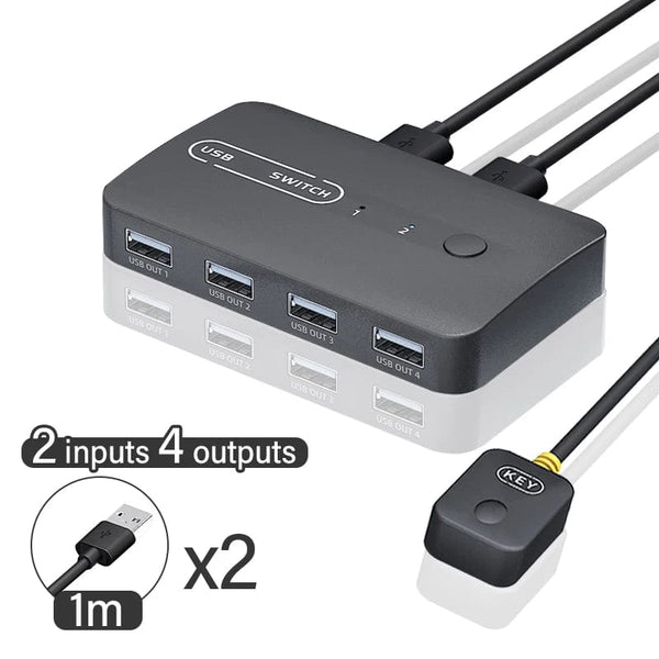Planet Gates 2 inputs 4 outputs USB KVM Switch Adapter 2 Input 4 Output USB Switch KVM Switcher Printer Sharer For Computer Keyboard Mouse Sharer Controller