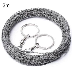 Planet Gates 2 m / CHINA Outdoor Manual Hand Steel Wire Saw 1/2M Hand Chain Saw Cutter Portable Travel Camping Emergency Gear Survival Tools