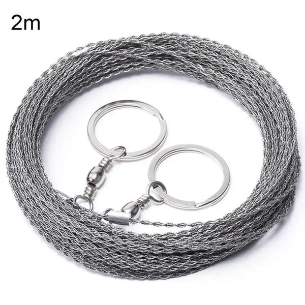 Planet Gates 2 m / CHINA Outdoor Manual Hand Steel Wire Saw 1/2M Hand Chain Saw Cutter Portable Travel Camping Emergency Gear Survival Tools