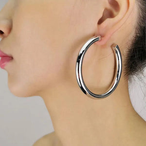 Planet Gates 2 New Hollow Thick Loop Large Circle Hoop Earrings Women Classic Gold Color Round Ring Piercing Earring Fashion Jewelry