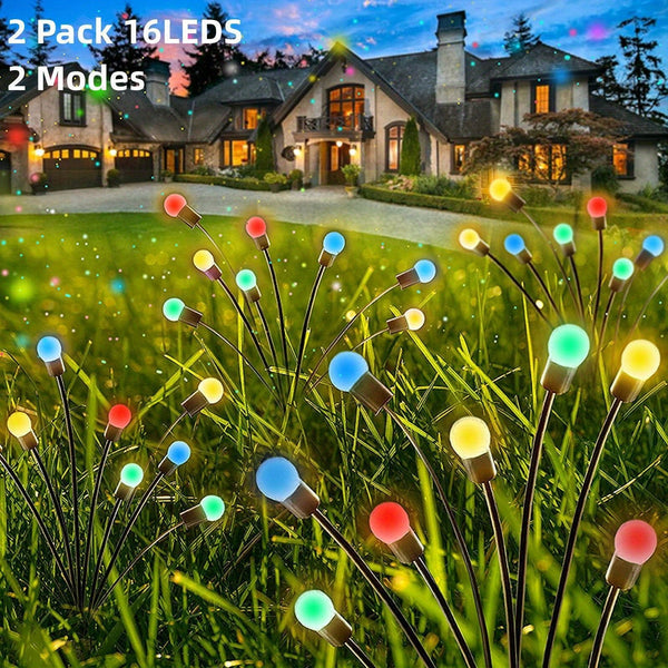 Planet Gates 2 Pack Multicolor 1/2pack Solar Firefly Garden Lights, 16LEDS Solar Outdoor Swaying Lights By Wind, Warm White Waterproof Solar Powered Garden Decorative Lights For Yard Patio Pathway Landscape