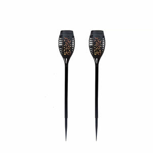 Planet Gates 2 Pack Warm Light 6pcs Waterproof Solar Outdoor Flame Torch Lights, LED Torches With Flickering Flames, Halloween Decorations Lights Outdoor, For Christmas Halloween Garden Yard Patio, Auto On/Off