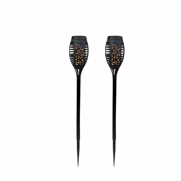 Planet Gates 2 Pack Warm Light 6pcs Waterproof Solar Outdoor Flame Torch Lights, LED Torches With Flickering Flames, Halloween Decorations Lights Outdoor, For Christmas Halloween Garden Yard Patio, Auto On/Off
