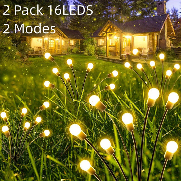 Planet Gates 2 Packs Warm Whtie 1/2pack Solar Firefly Garden Lights, 16LEDS Solar Outdoor Swaying Lights By Wind, Warm White Waterproof Solar Powered Garden Decorative Lights For Yard Patio Pathway Landscape