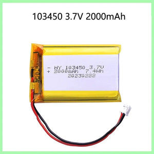 Planet Gates 2 PCS / 3.7V / CHINA 103450 3.7V 2000mAh Polymer Lithium Rechargeable Battery jst PH 2.0mm 2pin plug for Camera GPS navigator MP5 Bluetooth Headset
