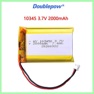 Planet Gates 2 PCS / 3.7V / CHINA 103450 3.7V 2000mAh Polymer Lithium Rechargeable Battery jst PH 2.0mm 2pin plug for Camera GPS navigator MP5 Bluetooth Headset