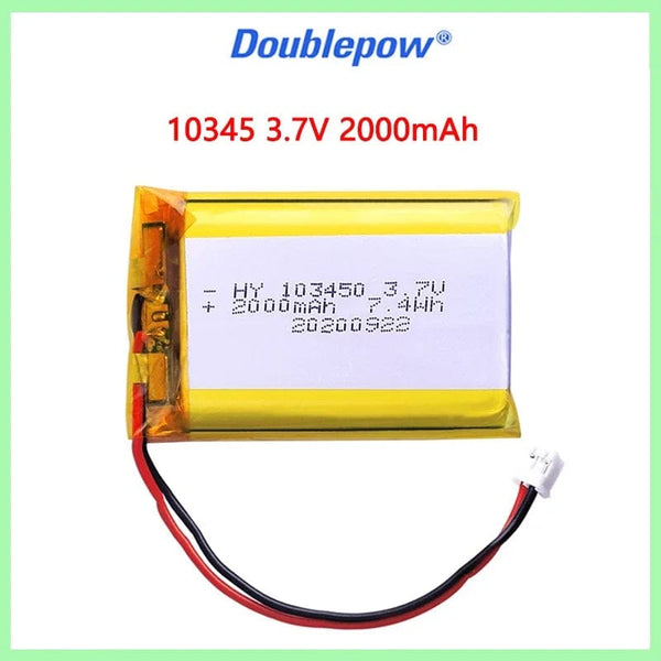 Planet Gates 2 PCS / 3.7V / CHINA 103450 3.7V 2000mAh Polymer Lithium Rechargeable Battery jst PH 2.0mm 2pin plug for Camera GPS navigator MP5 Bluetooth Headset