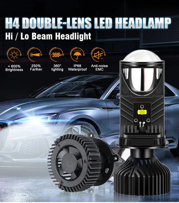 Planet Gates 2 PCS / H4/9003/HB2 Hi/Lo H4 LED Projector Lens Headlight Car LED Headlight Canbus 6000K Hi/Lo Beam Bulb with Turbo Fan 22000LM 90W For Car/Motorcycle 12V