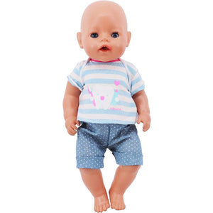 Planet Gates 2 Pcs/Set=Shirts + Pants Doll Clothes Accessories For Born Baby 43cm & 18 Inch American Doll Girl's Toys & Our Generation Nenuco