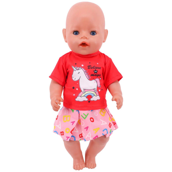 Planet Gates 2 Pcs/Set=Shirts + Pants Doll Clothes Accessories For Born Baby 43cm & 18 Inch American Doll Girl's Toys & Our Generation Nenuco