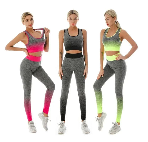 Planet Gates 2 Piece Sets Womens Outfits Yoga Set Elastic Gradual Changing Sports Bra Tights Yoga Suit Set Fitness Workout Sports Leggings