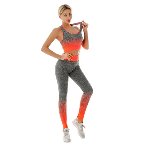 Planet Gates 2 Piece Sets Womens Outfits Yoga Set Elastic Gradual Changing Sports Bra Tights Yoga Suit Set Fitness Workout Sports Leggings
