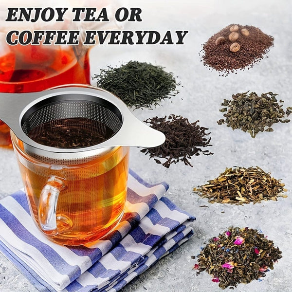 Planet Gates 2 Piece Tea Strainer Set 2pcs Set Extra Fine 18/8 Stainless Steel Tea Infuser Mesh Strainer With Large Capacity & Perfect Size Double Handles For Hanging On Teapots, Mugs, Cups To Steep Loose Leaf Tea And Coffee, Tea Accessories