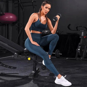 Planet Gates 2 Pieces Women's Tracksuit Seamless Yoga Set Workout Sportswear Gym Clothing High Waist Leggings Fitness Sports Suits