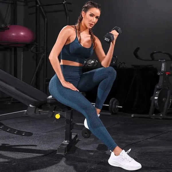 Planet Gates 2 Pieces Women's Tracksuit Seamless Yoga Set Workout Sportswear Gym Clothing High Waist Leggings Fitness Sports Suits