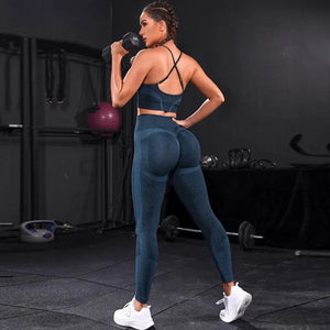 Planet Gates 2 Pieces Women's Tracksuit Seamless Yoga Set Workout Sportswear Gym Clothing High Waist Leggings Fitness Sports Suits