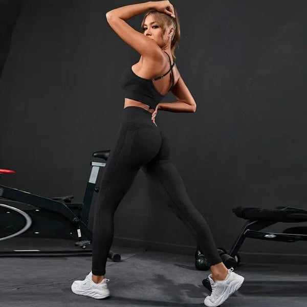Planet Gates 2 Pieces Women's Tracksuit Seamless Yoga Set Workout Sportswear Gym Clothing High Waist Leggings Fitness Sports Suits