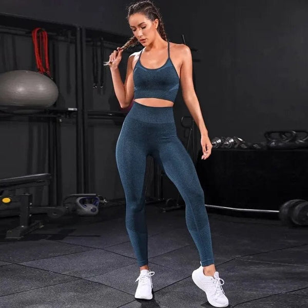 Planet Gates 2 Pieces Women's Tracksuit Seamless Yoga Set Workout Sportswear Gym Clothing High Waist Leggings Fitness Sports Suits
