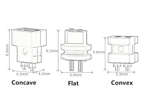 Planet Gates 2 Pin 0.7mm 0.8mm Male Flat Convex Concave Double Needle 0.78mm Connector Female Socket Headphone Plug Consumer Electronics