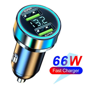 Planet Gates 2 Port Volt display 250W PD Car Charger QC3.0 Fast Charge One to Six Car Cigarette Lighter Plug 5 Port Car Charger Flash Charge with Digital Display