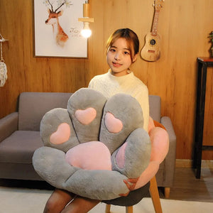 Planet Gates 2 Sizes Kawaii Plush Bear Paw Mat Cute Animal Bear Cat Foot Pillow Heart Plush Cushion Stuffed Soft Toys for Home Decor Gifts