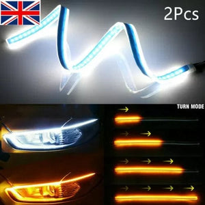 Planet Gates 2 x Sequential LED Strip Turn Signal Indicator Car DRL Daytime Running Light UK
