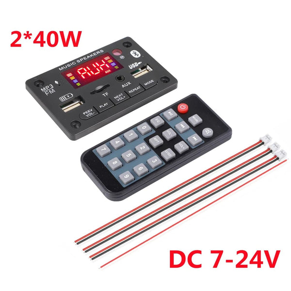 Planet Gates 2 x40W Amplifier 60W 50W 40W Amplifier Bluetooth 5.0 DIY MP3 WAV Decoder Board DC 12V Wireless Car USB MP3 Player TF Card Slot USB FM with Mic
