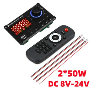 Planet Gates 2 x50W Amplifier 60W 50W 40W Amplifier Bluetooth 5.0 DIY MP3 WAV Decoder Board DC 12V Wireless Car USB MP3 Player TF Card Slot USB FM with Mic