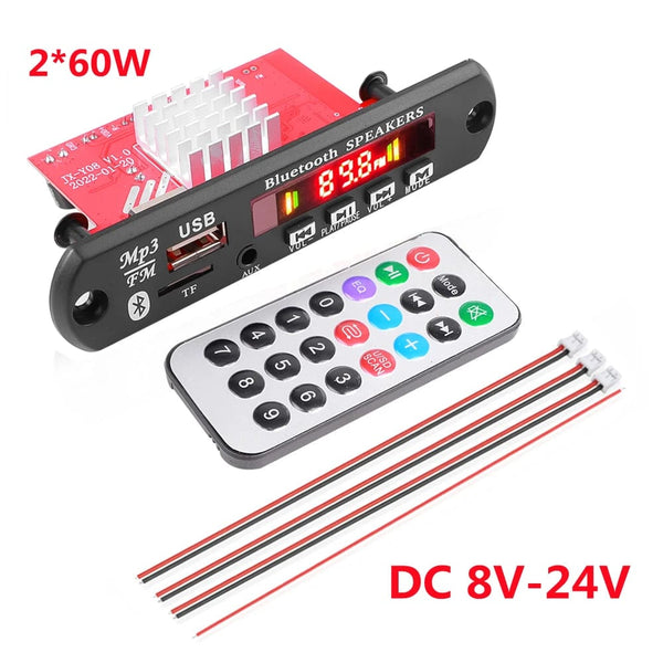 Planet Gates 2 x60W Amplifier 1 60W 50W 40W Amplifier Bluetooth 5.0 DIY MP3 WAV Decoder Board DC 12V Wireless Car USB MP3 Player TF Card Slot USB FM with Mic